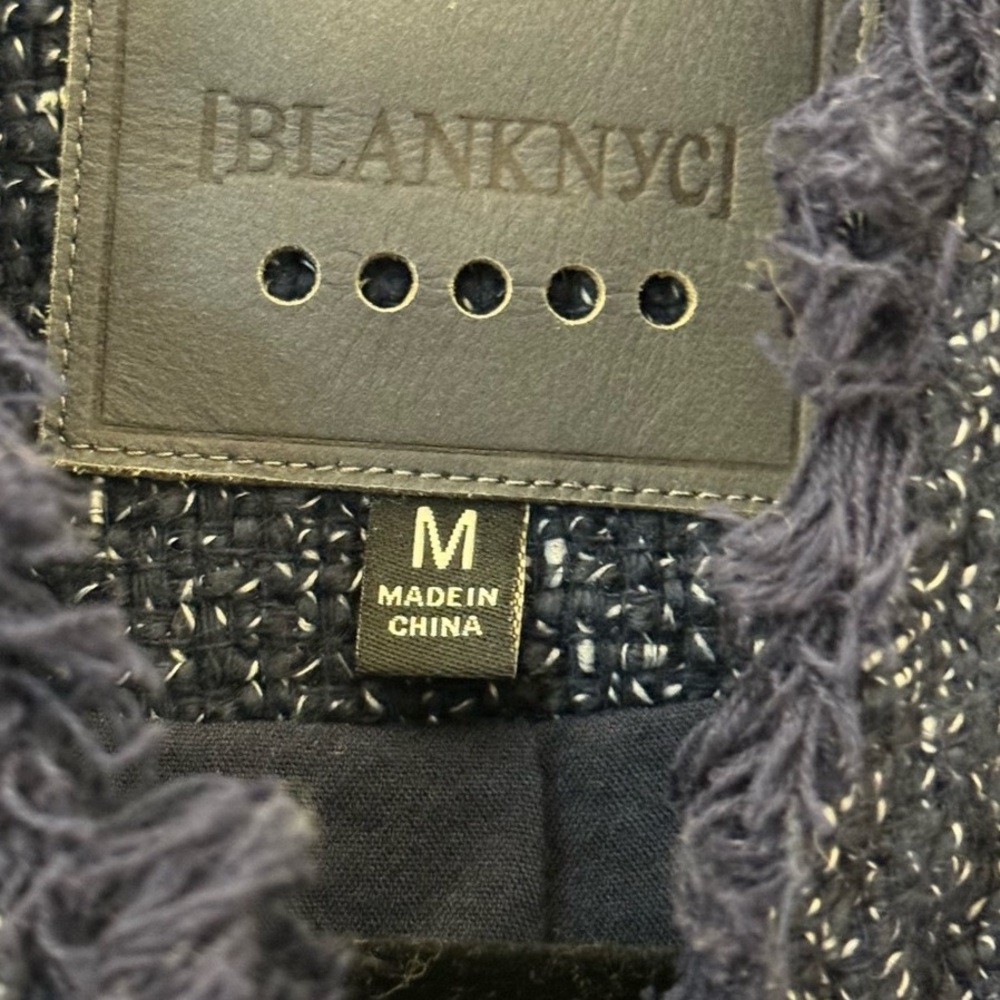 Blank NYC Navy Tweed Frayed Moto Jacket - Picture 9 of 11